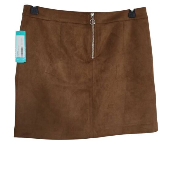 Vero Moda Women's Size Large Cognac Brown Preslie Faux Suede Mini Skirt - Picture 5 of 11